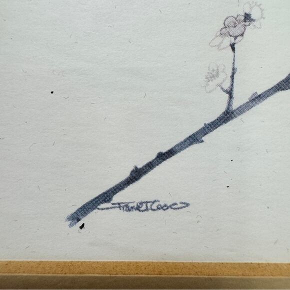 Bird On Branch Print Gold Framed Art 11.5 X 10 MCM Vintage Home Decor Signed - Picture 8 of 9